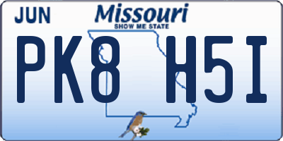 MO license plate PK8H5I
