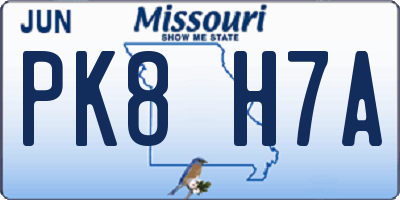 MO license plate PK8H7A