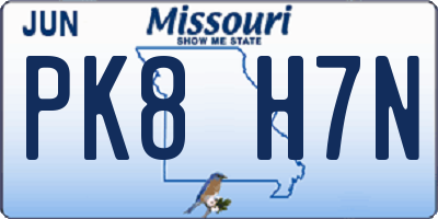 MO license plate PK8H7N