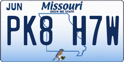 MO license plate PK8H7W