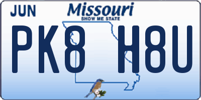 MO license plate PK8H8U