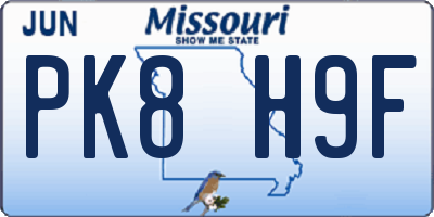 MO license plate PK8H9F