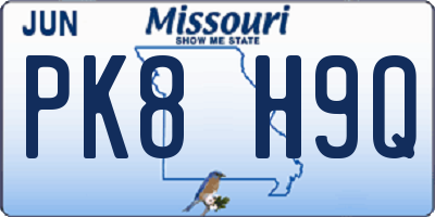 MO license plate PK8H9Q