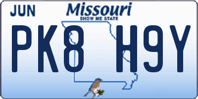 MO license plate PK8H9Y