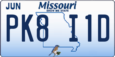 MO license plate PK8I1D