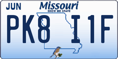 MO license plate PK8I1F