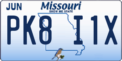 MO license plate PK8I1X