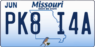 MO license plate PK8I4A