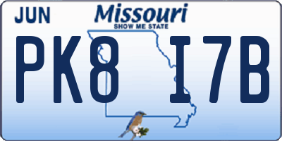 MO license plate PK8I7B