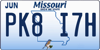 MO license plate PK8I7H