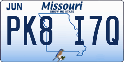 MO license plate PK8I7Q