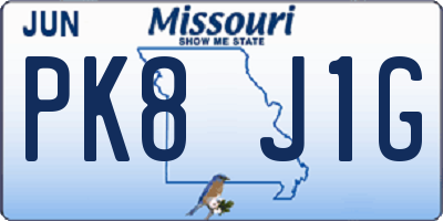 MO license plate PK8J1G