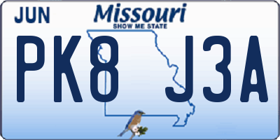 MO license plate PK8J3A