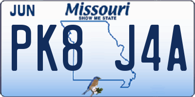 MO license plate PK8J4A