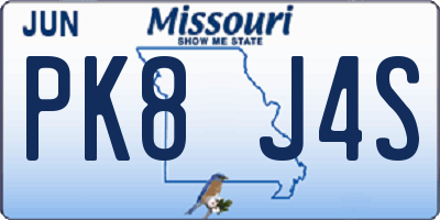 MO license plate PK8J4S