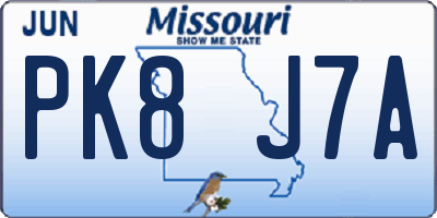 MO license plate PK8J7A