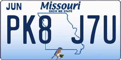 MO license plate PK8J7U