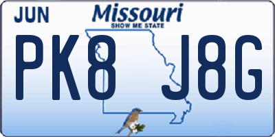 MO license plate PK8J8G