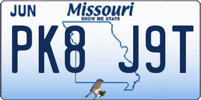 MO license plate PK8J9T