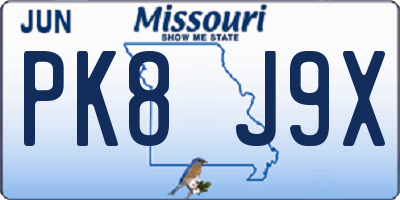 MO license plate PK8J9X