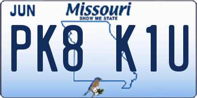 MO license plate PK8K1U