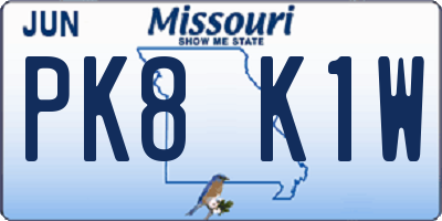 MO license plate PK8K1W