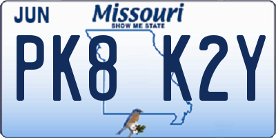 MO license plate PK8K2Y