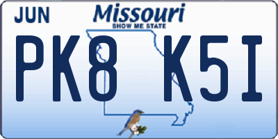 MO license plate PK8K5I