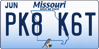 MO license plate PK8K6T