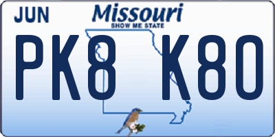 MO license plate PK8K8O