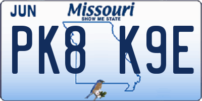 MO license plate PK8K9E