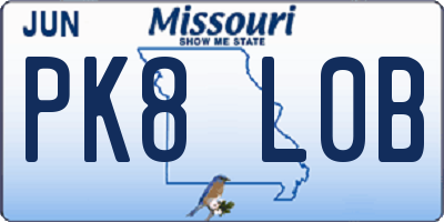 MO license plate PK8L0B