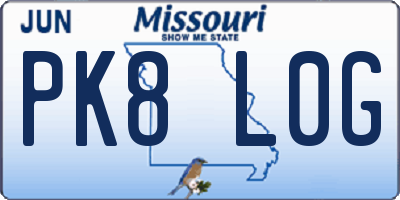 MO license plate PK8L0G