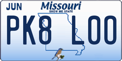 MO license plate PK8L0O
