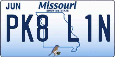 MO license plate PK8L1N