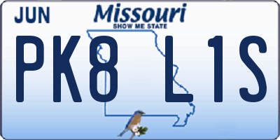 MO license plate PK8L1S