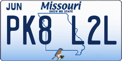 MO license plate PK8L2L