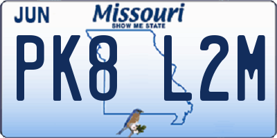 MO license plate PK8L2M