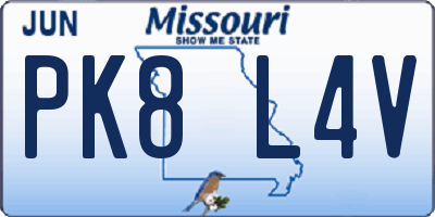 MO license plate PK8L4V