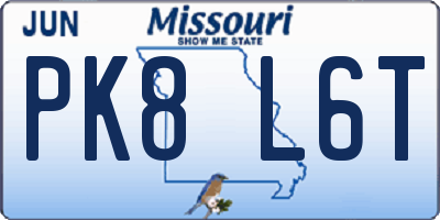 MO license plate PK8L6T