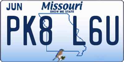 MO license plate PK8L6U