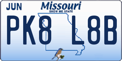 MO license plate PK8L8B