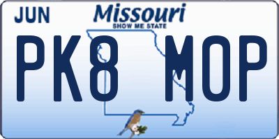 MO license plate PK8M0P
