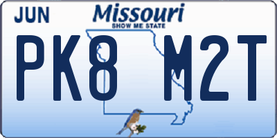 MO license plate PK8M2T