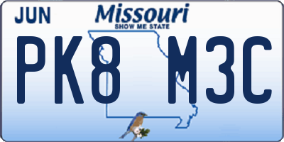 MO license plate PK8M3C
