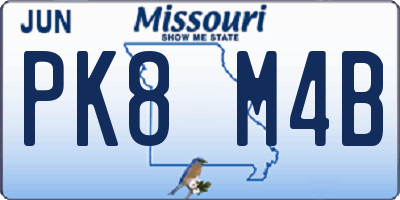 MO license plate PK8M4B