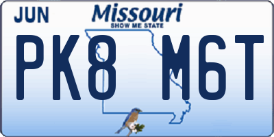 MO license plate PK8M6T