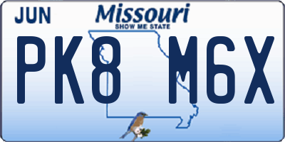 MO license plate PK8M6X