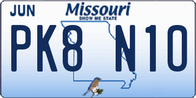 MO license plate PK8N1O