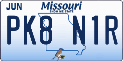 MO license plate PK8N1R